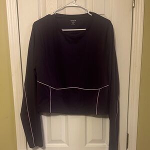 Cropped Athletic Plum Long Sleeve Cropped Top with Light Purple Trim
